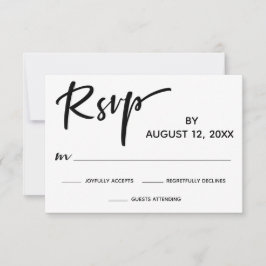 Moderne kalligrafie RSVP met gouden streep op de a Kaartje