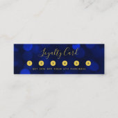 Moderne kalligrafie saffier blauwe bokeh lichten klantenkaartje (Voorkant)