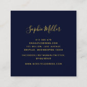 Moderne kalligrafie saffier blauwe bokeh lichten vierkante visitekaartje (Achterkant)