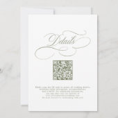 Moderne kalligrafie Sage Green QR-code bruiloft Kaart (Achterkant)
