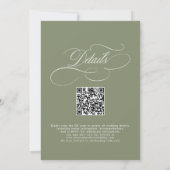 Moderne kalligrafie Sage Green QR-code bruiloft Kaart (Achterkant)
