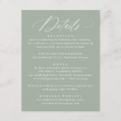 Moderne kalligrafie Sage Green Wedding Details Informatiekaartje (Voorkant)