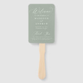 Moderne kalligrafie Sage Green Wedding Programma Handwaaier (Voorkant)