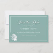 Moderne kalligrafie saliegroen bloem bruiloft save the date (Voorkant)