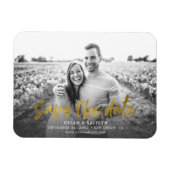 Moderne kalligrafie Save the Date Trouwfoto Magneet (Horizontaal)