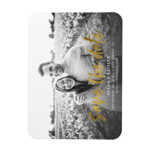 Moderne kalligrafie Save the Date Trouwfoto Magneet (Verticaal)
