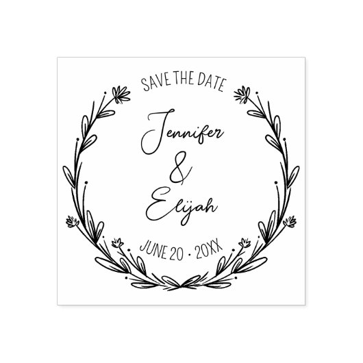 Moderne kalligrafie Save the Date Wedding Rubberstempel (Afrduk)