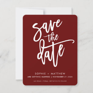 MODERNE kalligrafie schrift lettertype donkerrood Save The Date