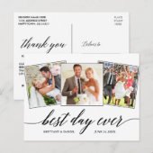 Moderne kalligrafie script 3 foto beste dag ooit briefkaart (Voorkant / Achterkant)