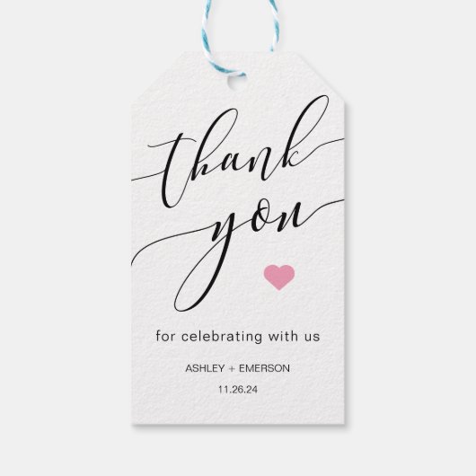 Moderne kalligrafie script bedankt cadeaulabel (Achterkant)