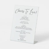 Moderne kalligrafie script bruiloft drankjes menu reclamebord met voetstuk (Voorkant)