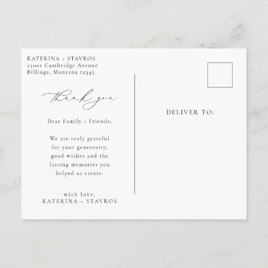 Moderne kalligrafie script bruiloft foto bedankt briefkaart (Achterkant)