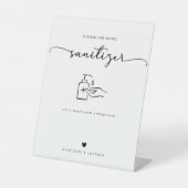 Moderne kalligrafie script bruiloft hand sanitizer reclamebord met voetstuk (Voorkant)