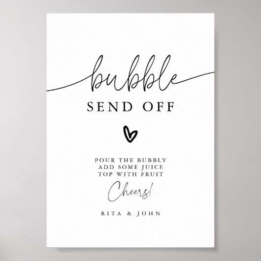 Moderne kalligrafie Script Bubble Bar Trouwbord Poster (Voorkant)