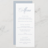 Moderne kalligrafie Script Dusty Blue Wedding Menu (Voorkant / Achterkant)