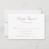Moderne kalligrafie script Elegant Stof Roze RSVP Kaart (Voorkant)