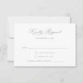 Moderne kalligrafie script Elegant Stofblauw RSVP Kaart (Voorkant)