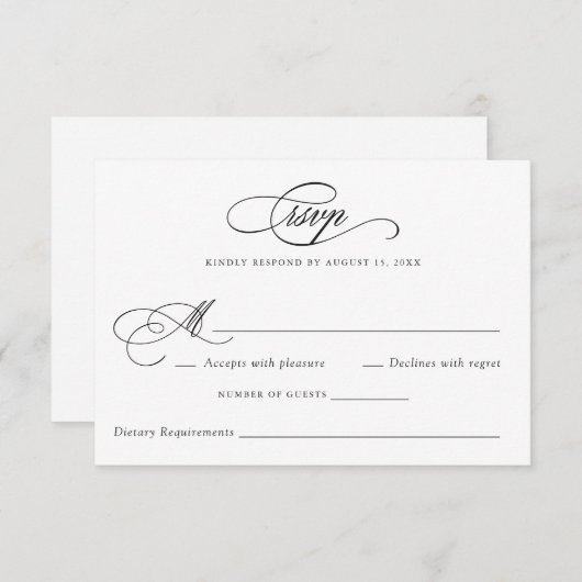 Moderne kalligrafie Script Elegante bruiloft RSVP Kaart (Voorkant / Achterkant)