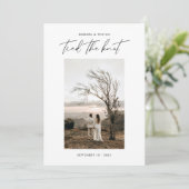 Moderne kalligrafie Script Elopement Foto Aankondiging (Staand voorkant)