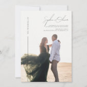 Moderne kalligrafie script foto bruiloft details kaart (Voorkant)