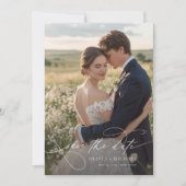 Moderne kalligrafie script foto bruiloft save the date (Voorkant)