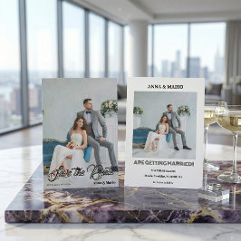 Moderne kalligrafie script foto bruiloft save the date