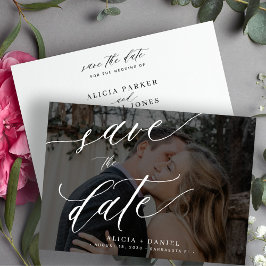 Moderne kalligrafie script foto bruiloft save the date