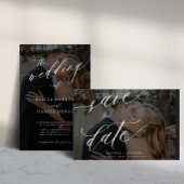 Moderne kalligrafie script foto bruiloft save the date
