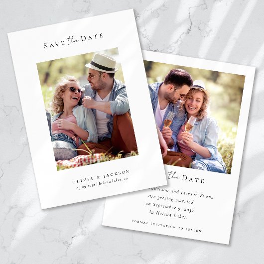 Moderne kalligrafie script foto bruiloft save the date