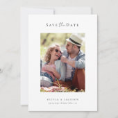 Moderne kalligrafie script foto bruiloft save the date (Voorkant)