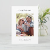 Moderne kalligrafie script foto bruiloft save the date (Staand voorkant)