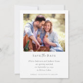 Moderne kalligrafie script foto bruiloft save the date (Achterkant)