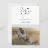 Moderne kalligrafie script foto save the date (Voorkant)