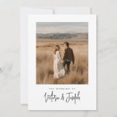 Moderne kalligrafie script foto trouwbudget save the date (Achterkant)