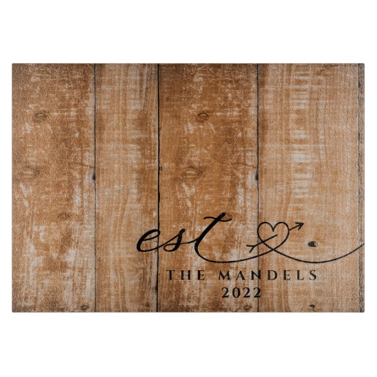 Moderne kalligrafie script gepersonaliseerd snijplank (Voorkant)