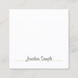 Moderne kalligrafie Script Gold White Cool Sjabloo Vierkante Visitekaartje