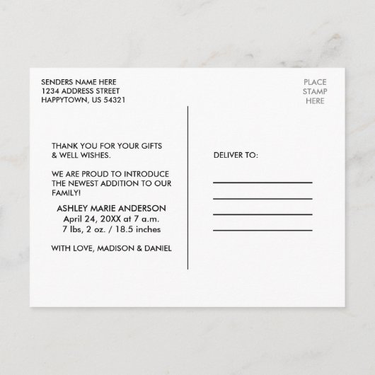 Moderne kalligrafie script hart hallo baby briefkaart (Achterkant)