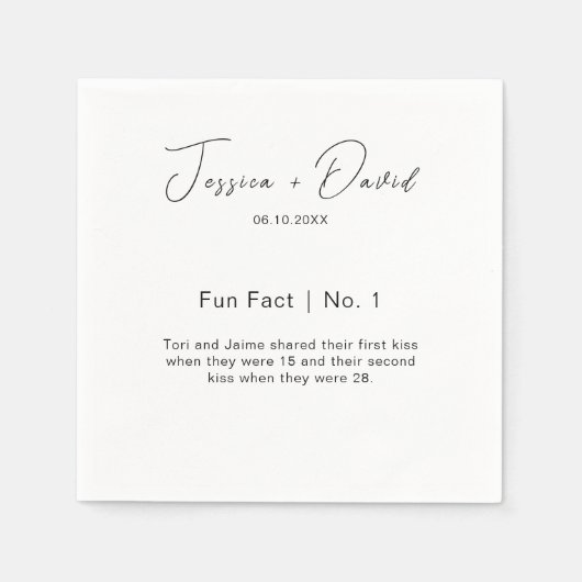Moderne kalligrafie Script Leuke Feiten Bruiloft Servet (Voorkant)