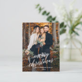 Moderne kalligrafie-script Merry-kerstfoto Briefkaart (Staand voorkant)