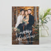 Moderne kalligrafie-script Merry-kerstfoto Feestdagenkaart (Staand voorkant)
