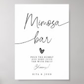 Moderne kalligrafie Script Mimosa Bar Trouwbord Poster (Voorkant)