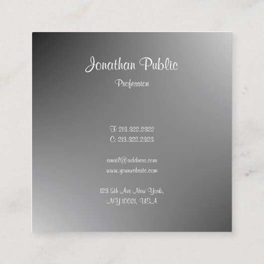 Moderne kalligrafie Script Naam Sjabloon Elegant Vierkante Visitekaartje (Achterkant)