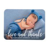 Moderne kalligrafie script Nieuwe baby Liefde Dank Magneet (Horizontaal)