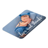 Moderne kalligrafie script Nieuwe baby Liefde Dank Magneet (Linkerzijde)