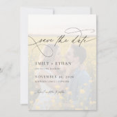 Moderne kalligrafie script overlay foto bruiloft save the date (Voorkant)