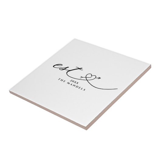 Moderne kalligrafie script Persoonlijk Tegeltje (Zijkant)