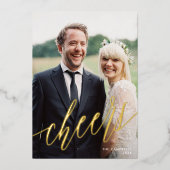 Moderne kalligrafie script Prettig kerstfeest ECHT Folie Feestdagenkaart (Voorkant)