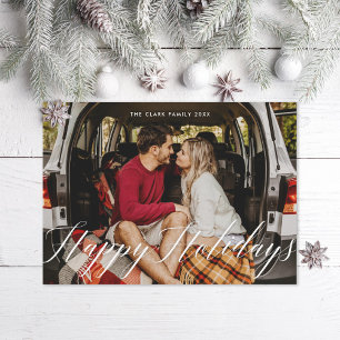 Moderne kalligrafie script Prettig kerstfeest foto Feestdagenkaart