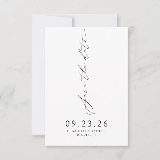 Moderne kalligrafie script QR-code bruiloft Save The Date (Voorkant)
