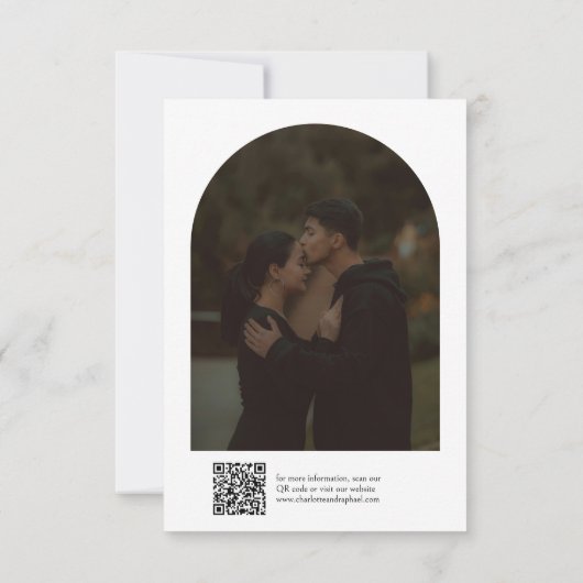 Moderne kalligrafie script QR-code bruiloft Save The Date (Achterkant)